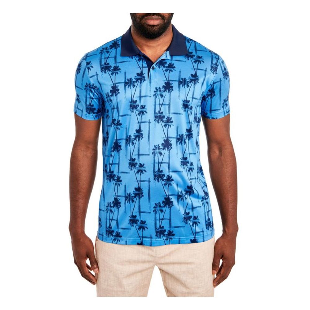 TALLIA SPORT Mens Orange Label Blue Short Sleeve Slim Fit Wrinkle Free Polo XL